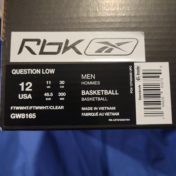 Mens Reebok Question Low White size 12 - Picture 9 of 9